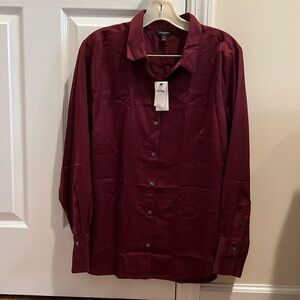 Banana Republic factory silky classic wine colored button-down top